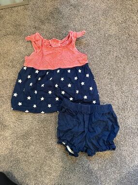 Carter's Red & Navy Star Stripe Girls Matching Set